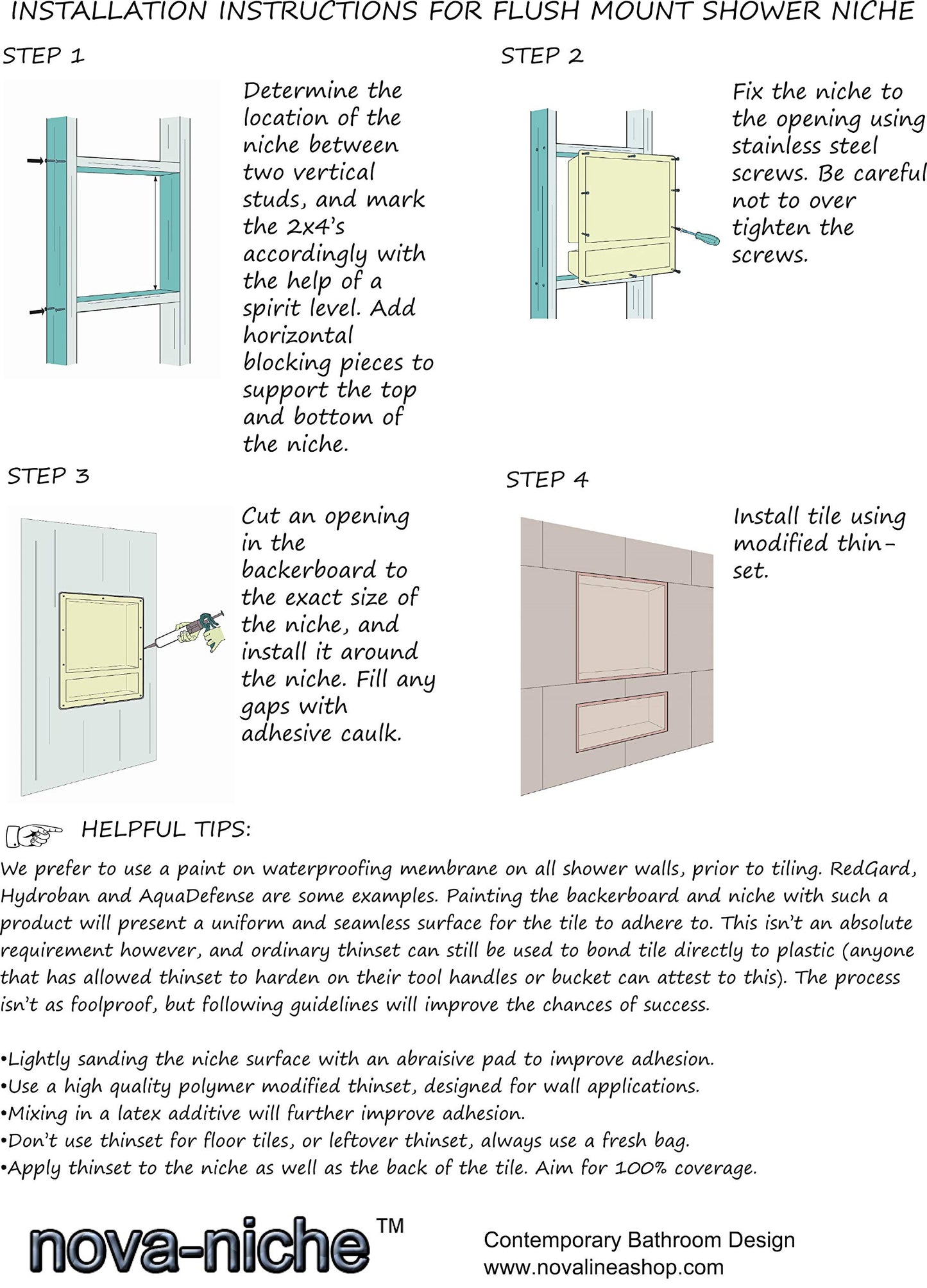 16" x 24" Double Shelf Flushmount Niche (USA MADE)