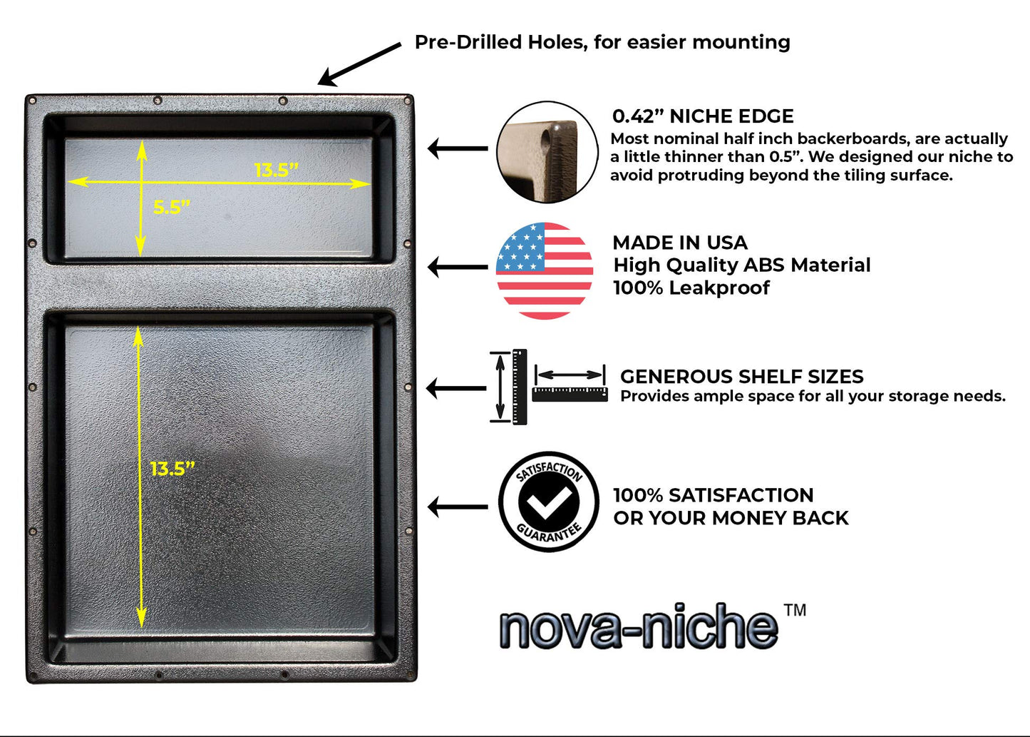 16" x 24" Double Shelf Flushmount Niche (USA MADE)