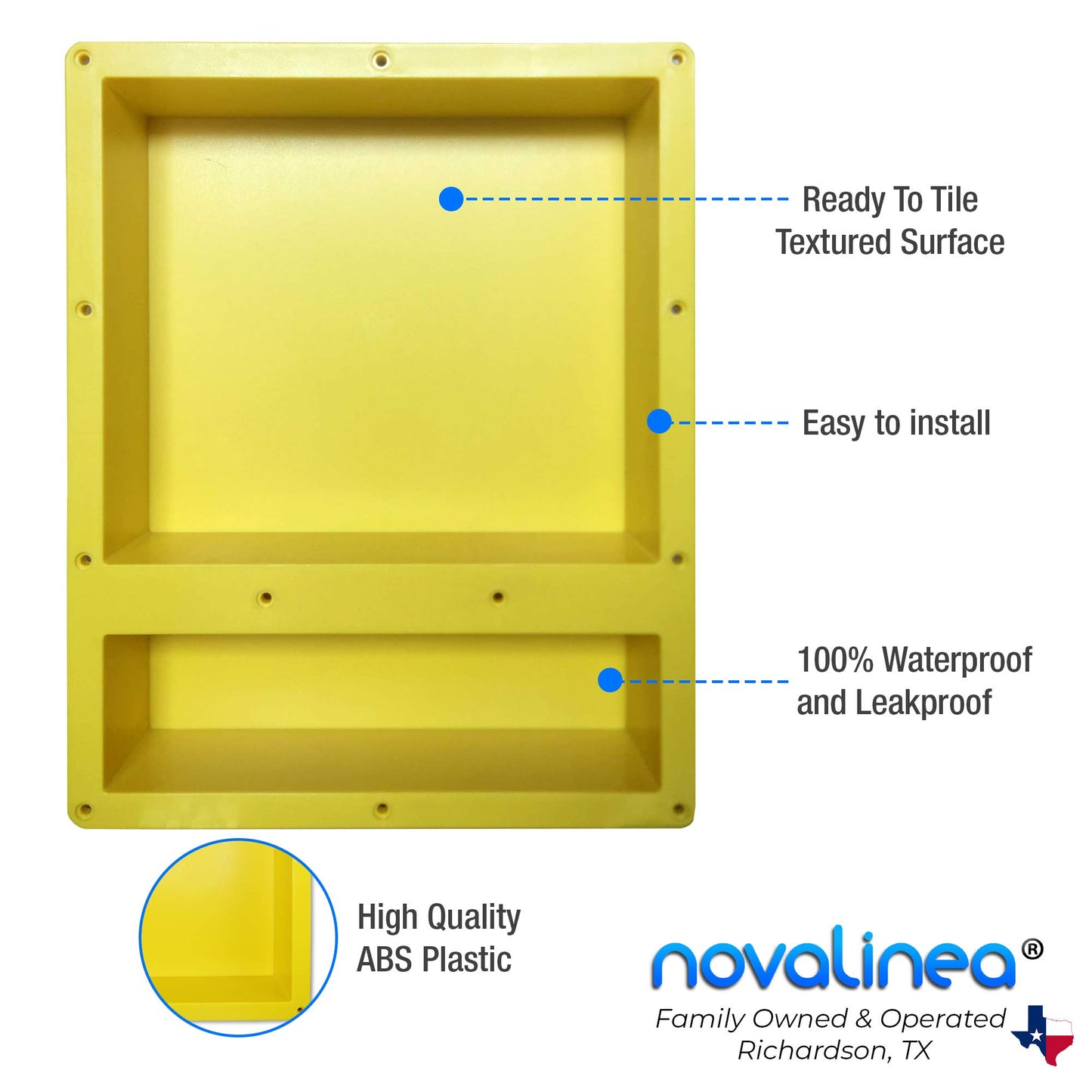 16" x 20" Double Shelf Flushmount Niches with Mounting Screws