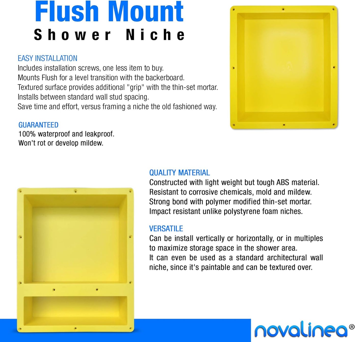 16" x 20" Single Shelf Flushmount Niches with Mounting Screws