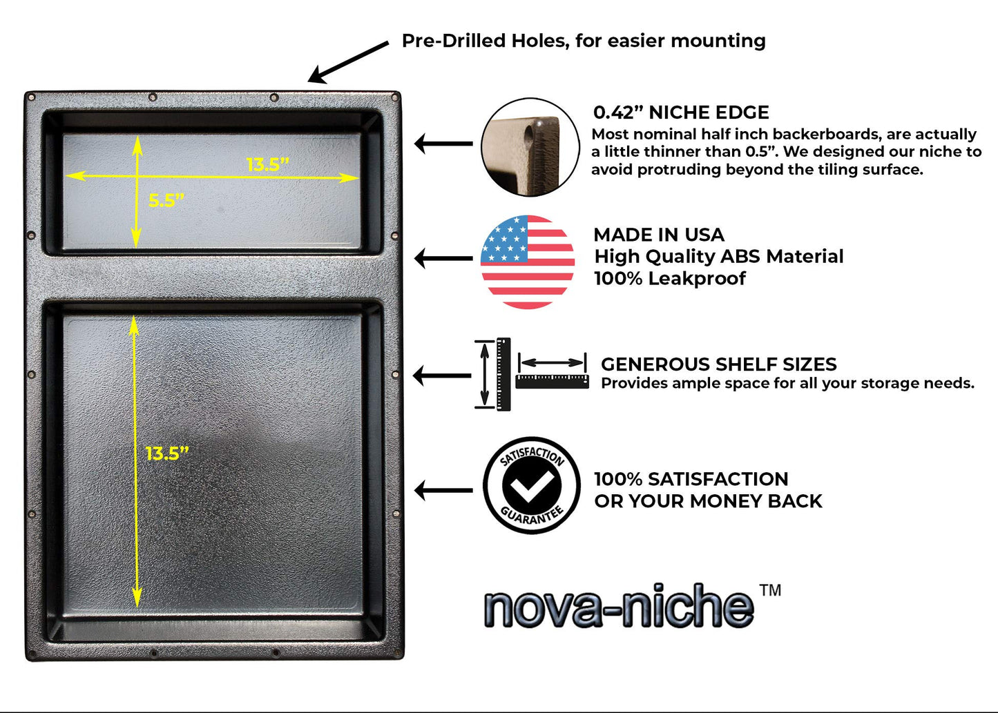 16" x 24" Double Shelf Flushmount Niches (USA MADE)